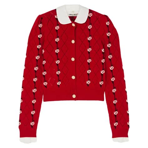 miu miu lace up cardigan